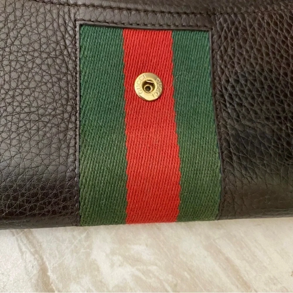 GUCCI GG Leather Horsebit Wallet to Crossbody Shoulder Bag 💼 Dark Brown - Picture 7 of 14